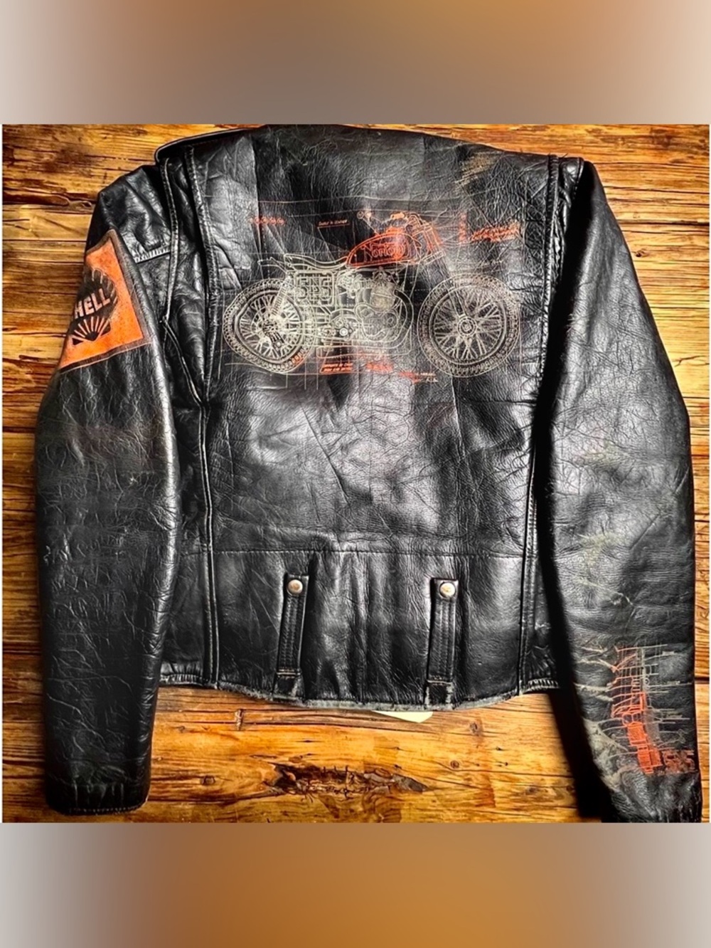 Vintage Los Angeles Norton Motorcycles The Great China Wall Leather Jacket